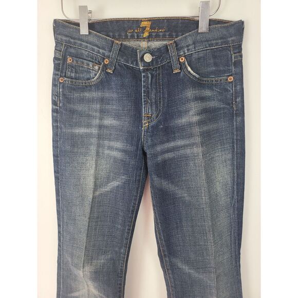 7 For All Mankind Jeans 26 Womens Straight Leg Mid Rise Medium Wash Bottoms - Picture 2 of 6